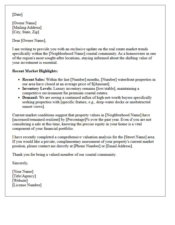 Luxury Coastal Property Neighborhood Update Letter