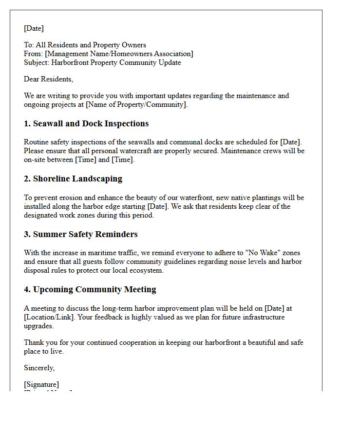 Harborfront Property Community Update Letter