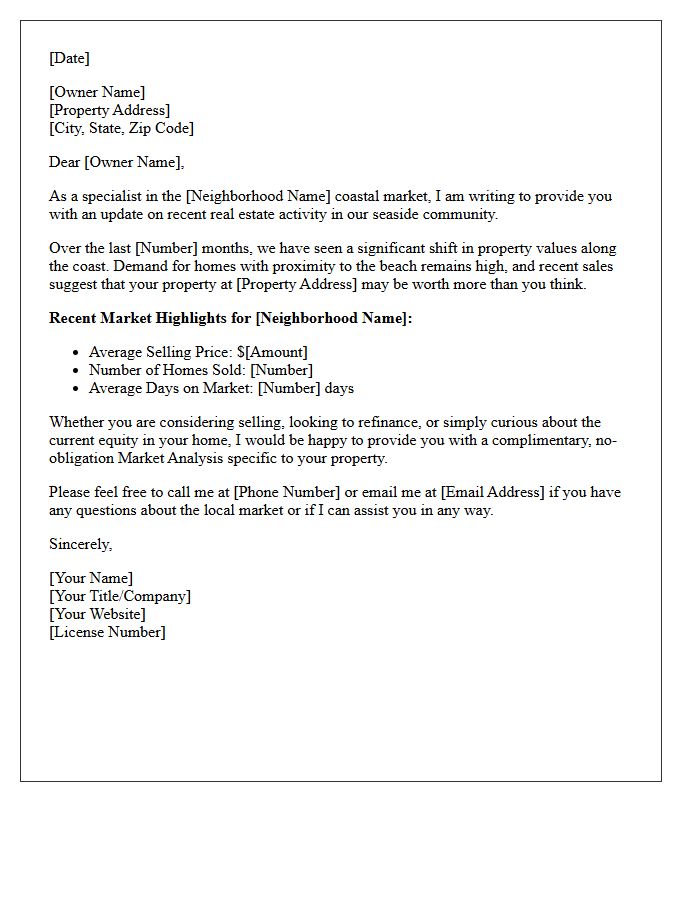 Seaside Neighborhood Property Market Update Letter