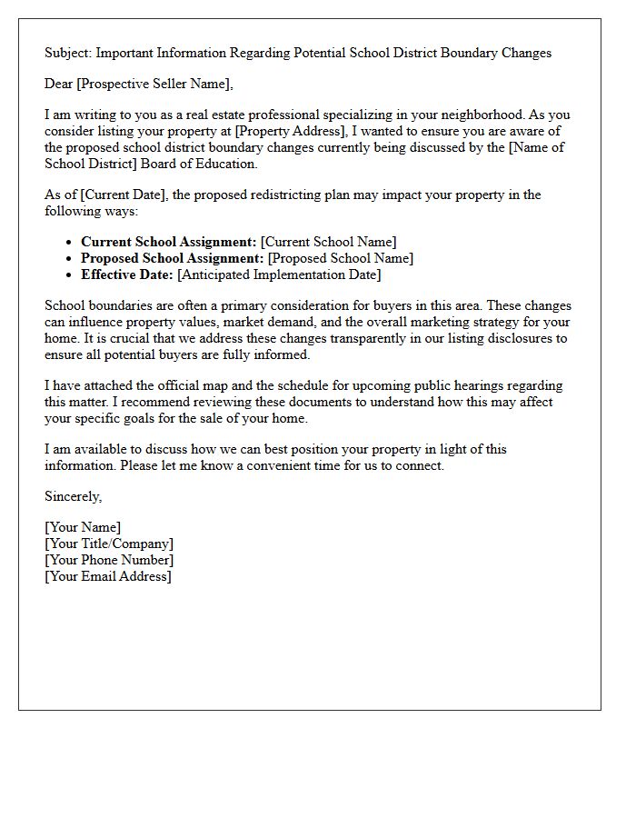 Prospective Seller School District Boundary Change Impact Letter