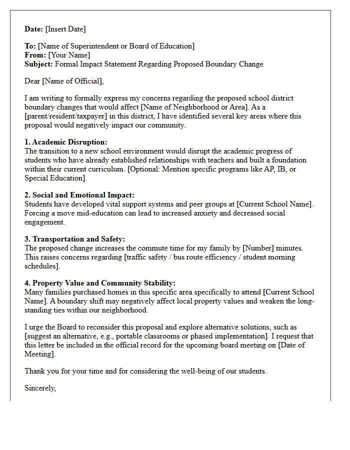 Proposed School District Boundary Change Impact Letter