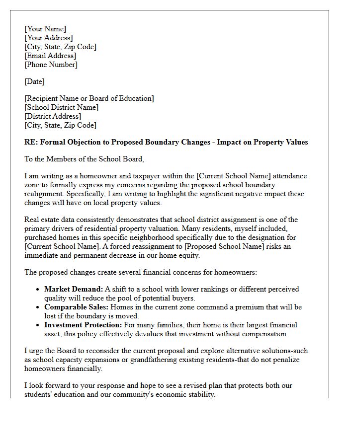 Property Value School District Boundary Change Impact Letter