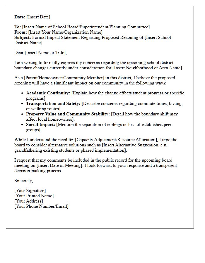 Upcoming Rezoning School District Boundary Change Impact Letter