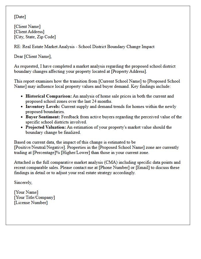 Market Analysis School District Boundary Change Impact Letter