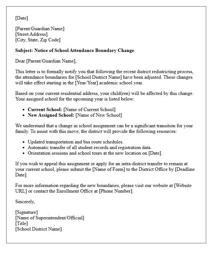 Post-Redistricting School District Boundary Change Impact Letter
