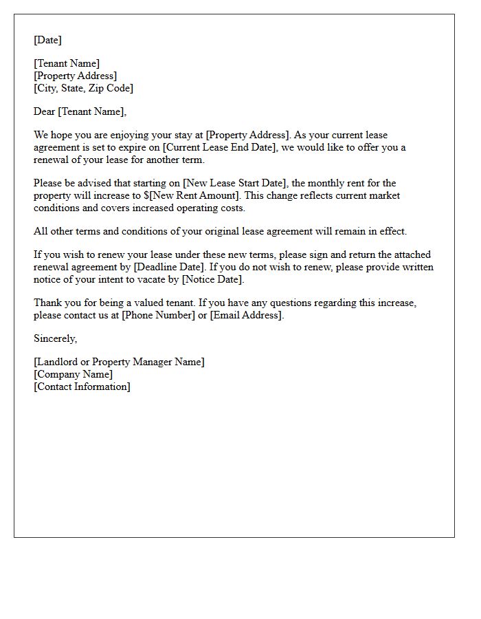 Lease Renewal Rent Increase Notification Letter