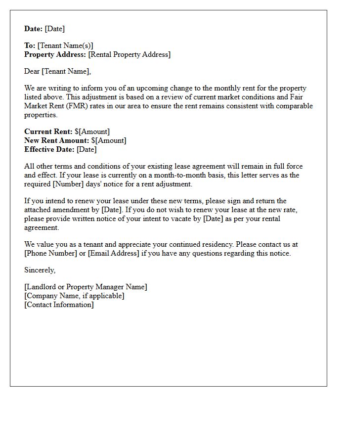 Fair Market Rent Increase Advisory Letter