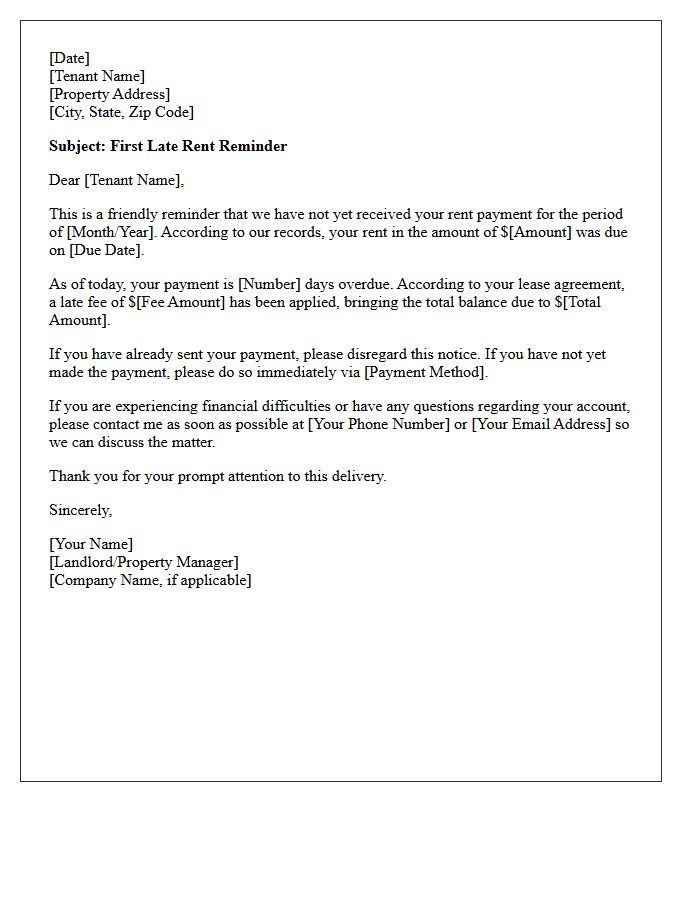 First Late Rent Reminder Letter