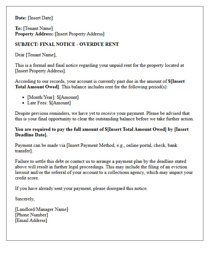Final Notice of Overdue Rent Letter