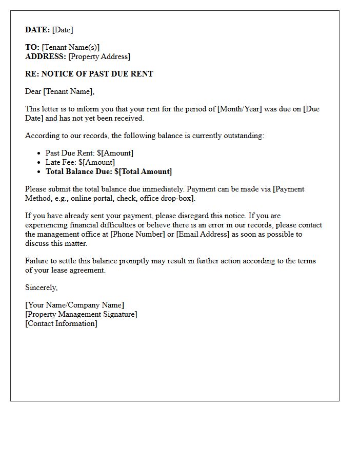 Property Management Past Due Rent Letter