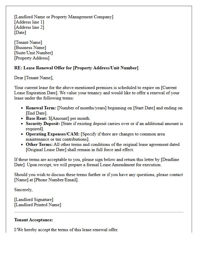 Commercial Property Lease Renewal Offer Letter