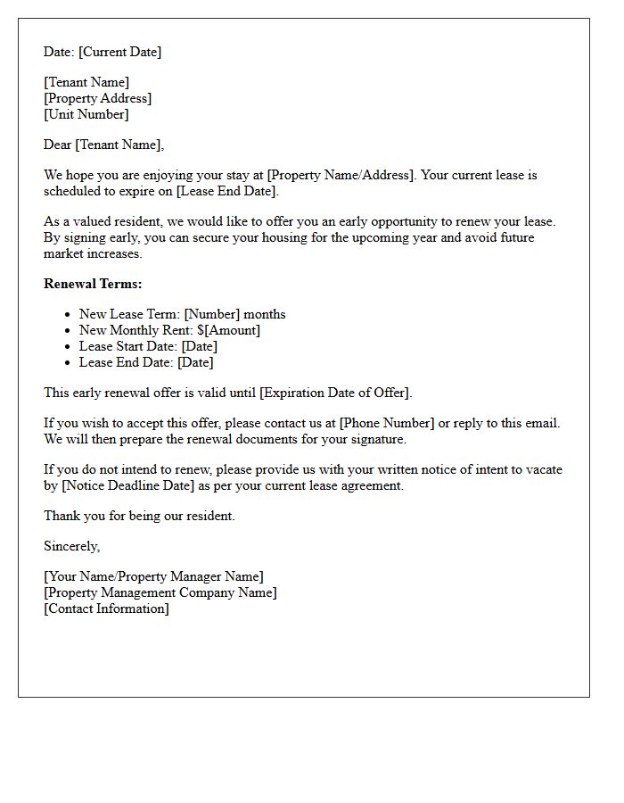 Early Notice Lease Renewal Offer Letter