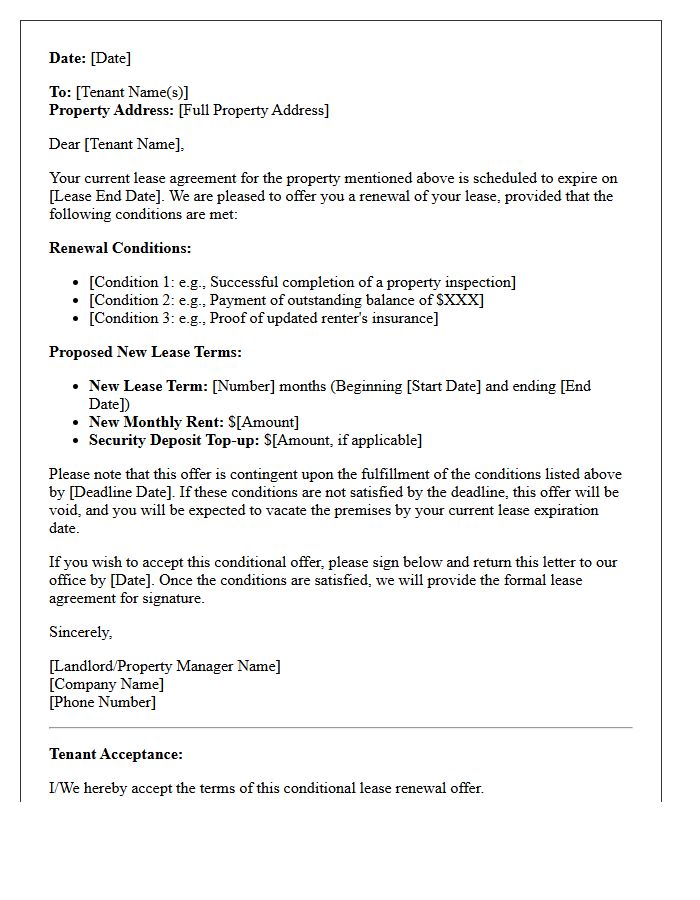Conditional Lease Renewal Offer Letter