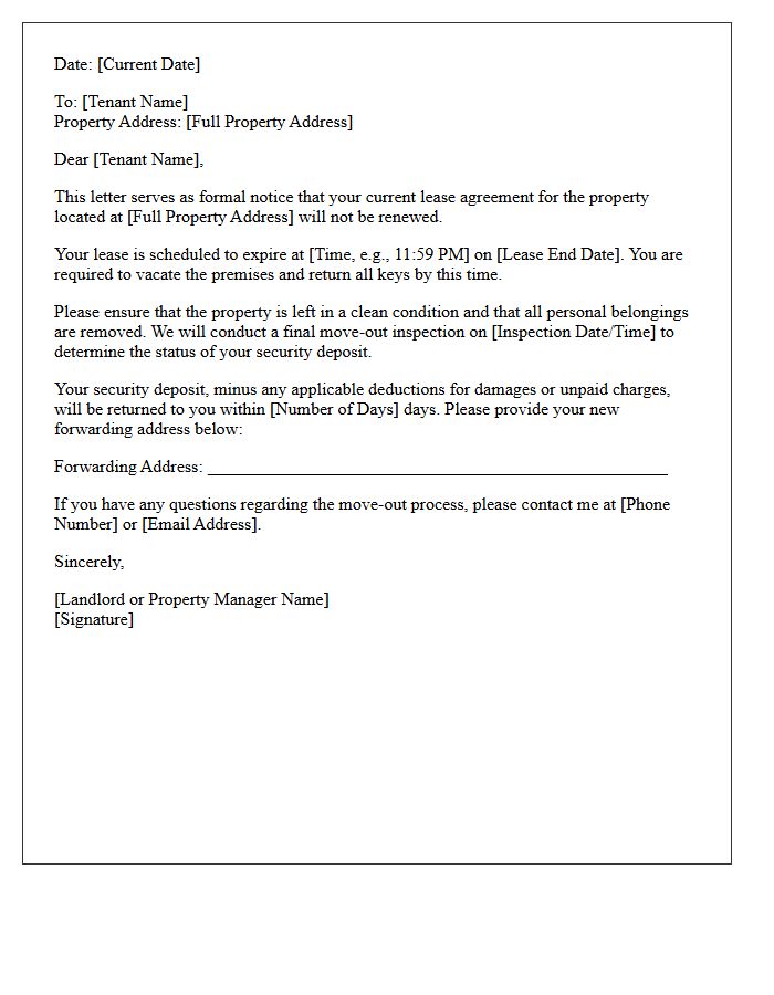 Standard Residential Lease Non-Renewal Letter