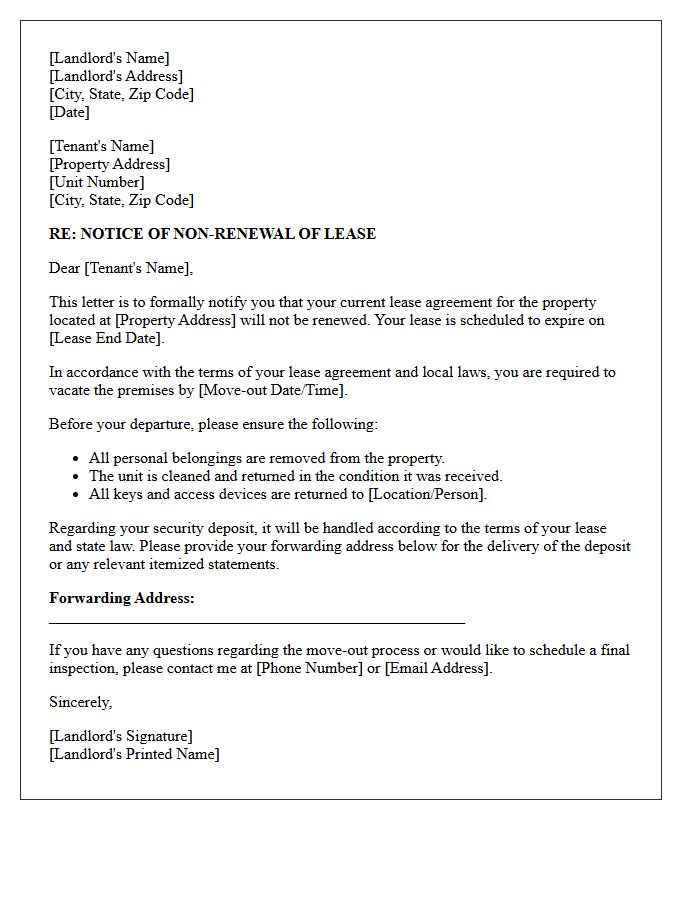 Landlord to Tenant Lease Non-Renewal Letter