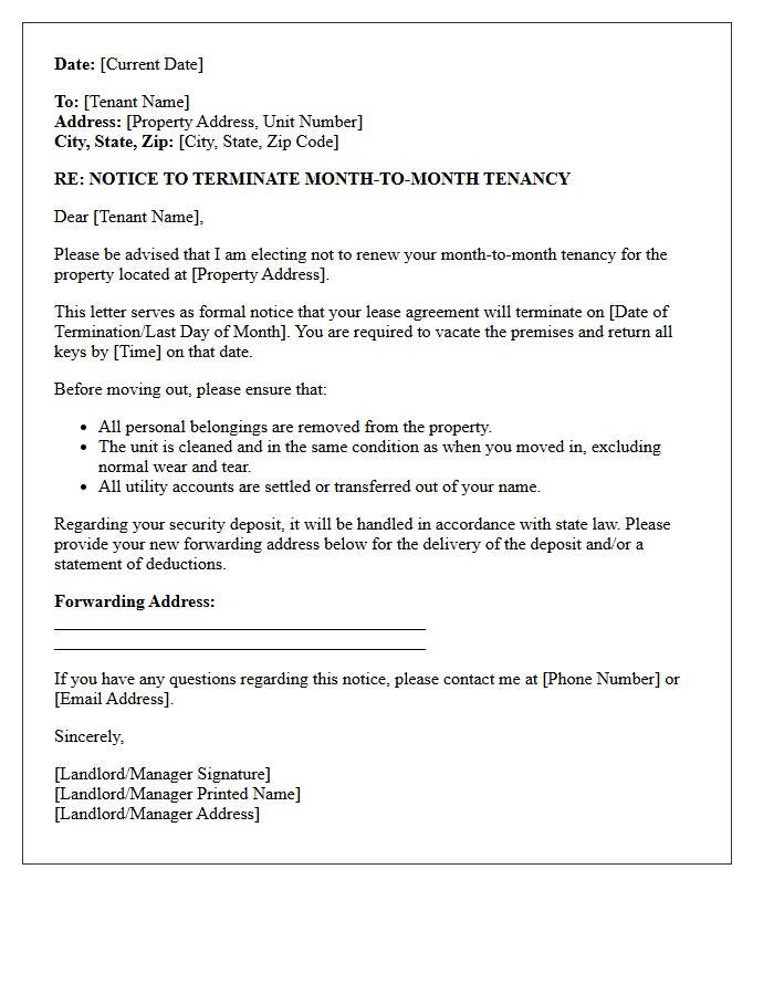 Month-to-Month Tenancy Non-Renewal Letter
