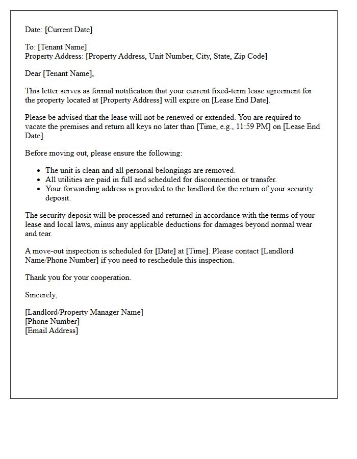 End of Fixed-Term Lease Non-Renewal Letter