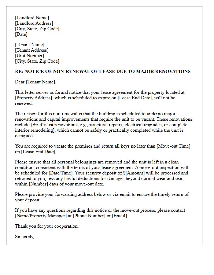 Major Renovation Lease Non-Renewal Letter