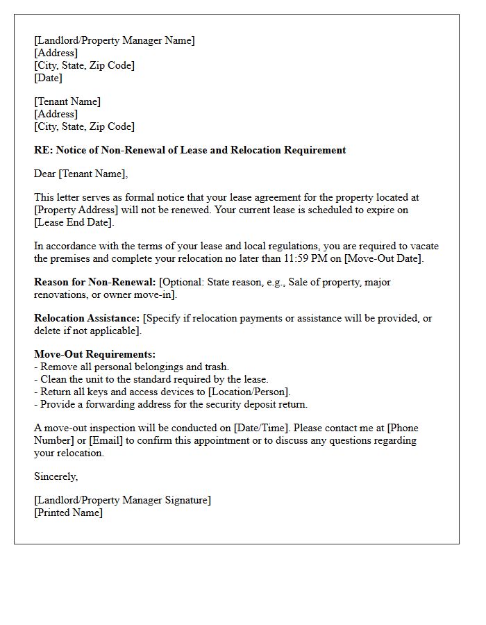 Tenant Relocation Notice of Non-Renewal Letter