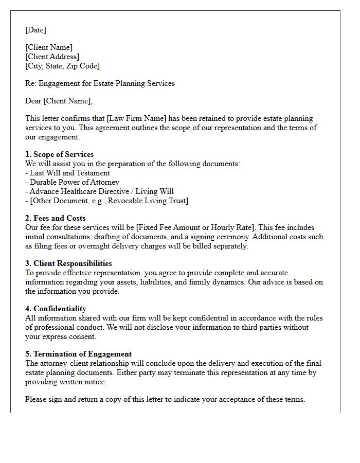 Individual Estate Planning Engagement Letter