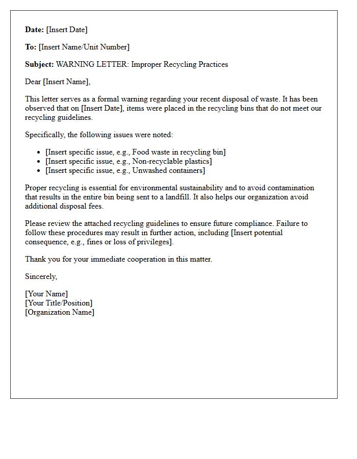 Warning Letter for Improper Recycling Practices