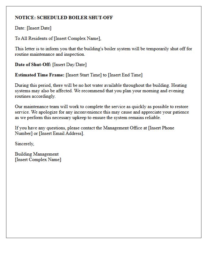 Residential Complex Routine Boiler Shut-Off Letter