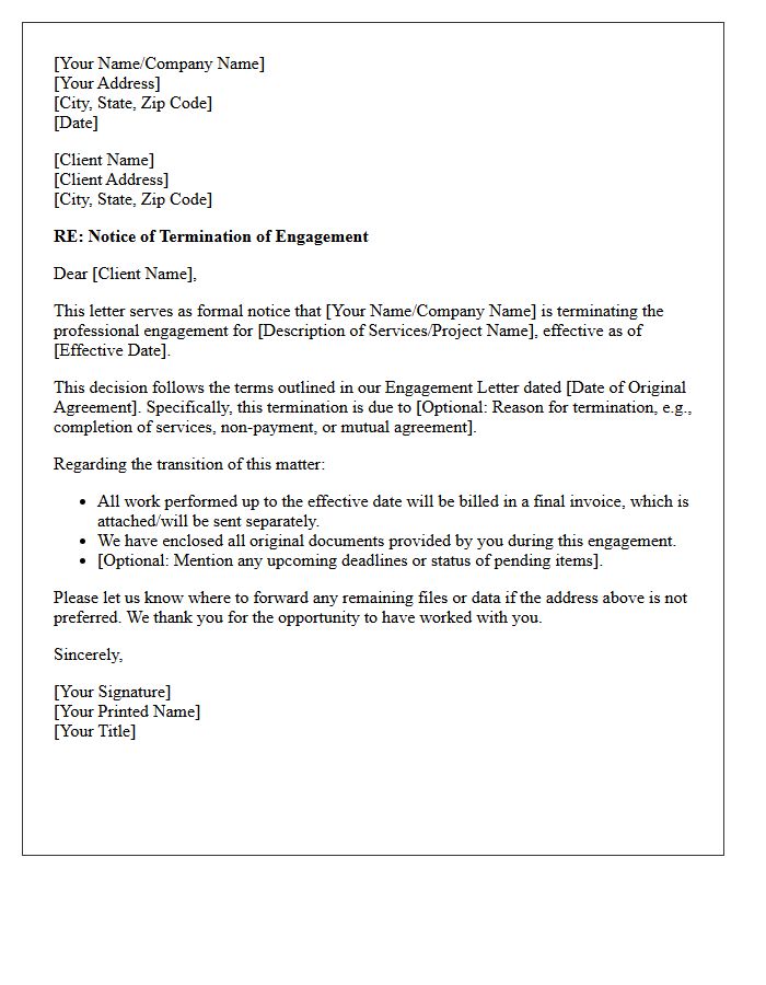 Termination Of The Engagement Letter