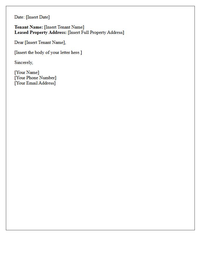 Tenant Name and Leased Property Address