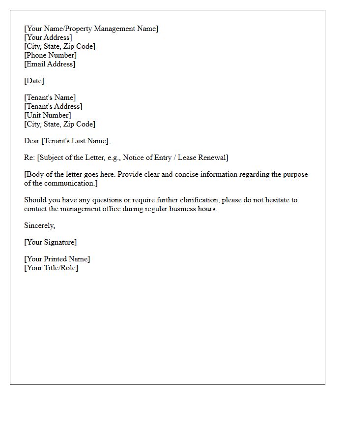 Formal Salutation to the Tenant