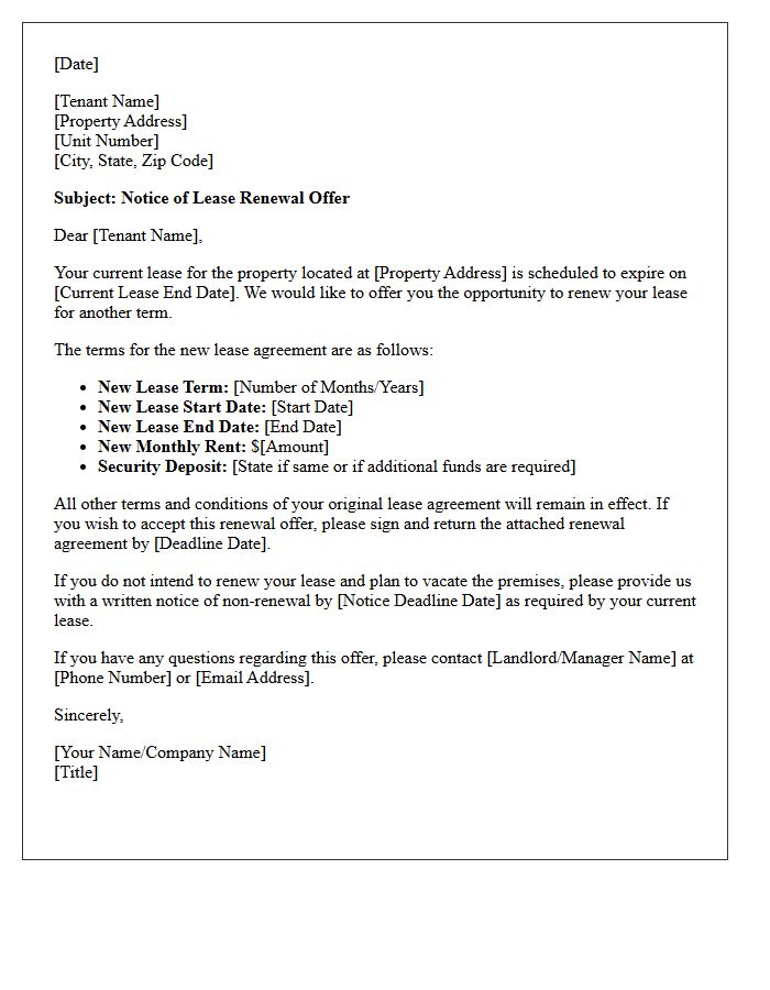 Notice of Lease Renewal Offer Letter