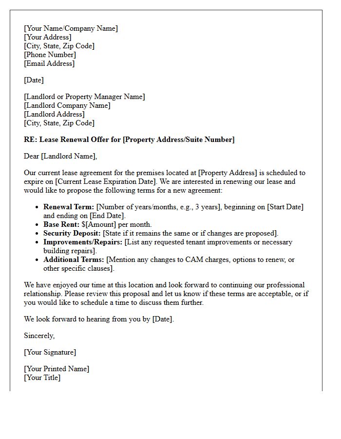 Commercial Lease Renewal Offer Letter