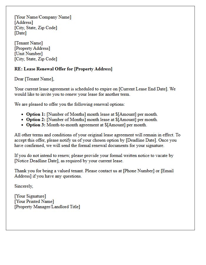 Tenant Lease Renewal Offer Letter