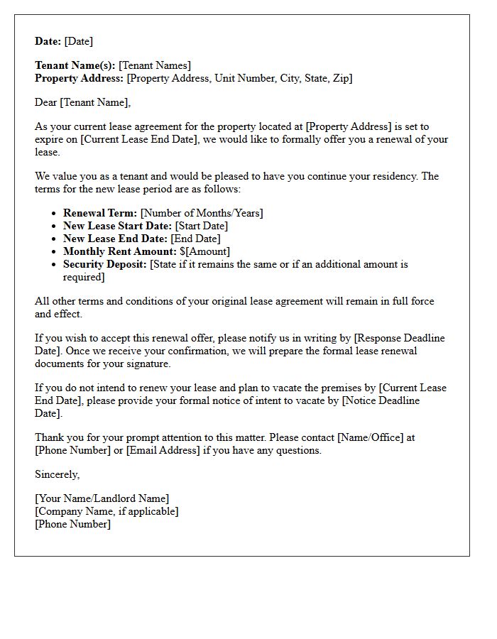 Formal Lease Renewal Offer Letter