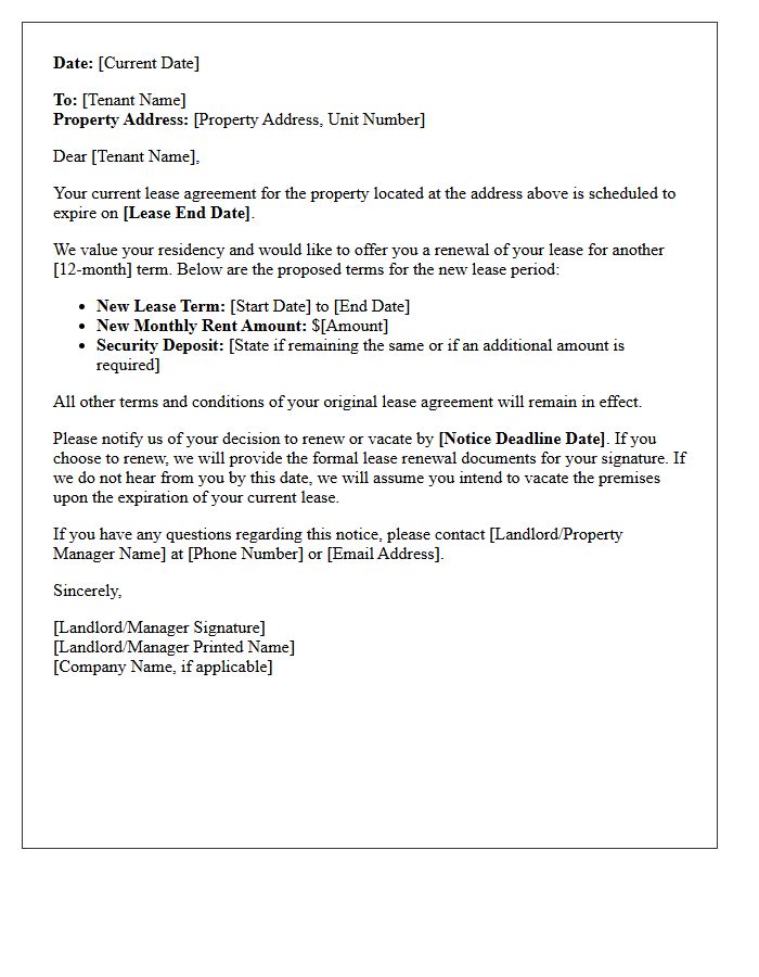 Annual Lease Renewal Notice Letter