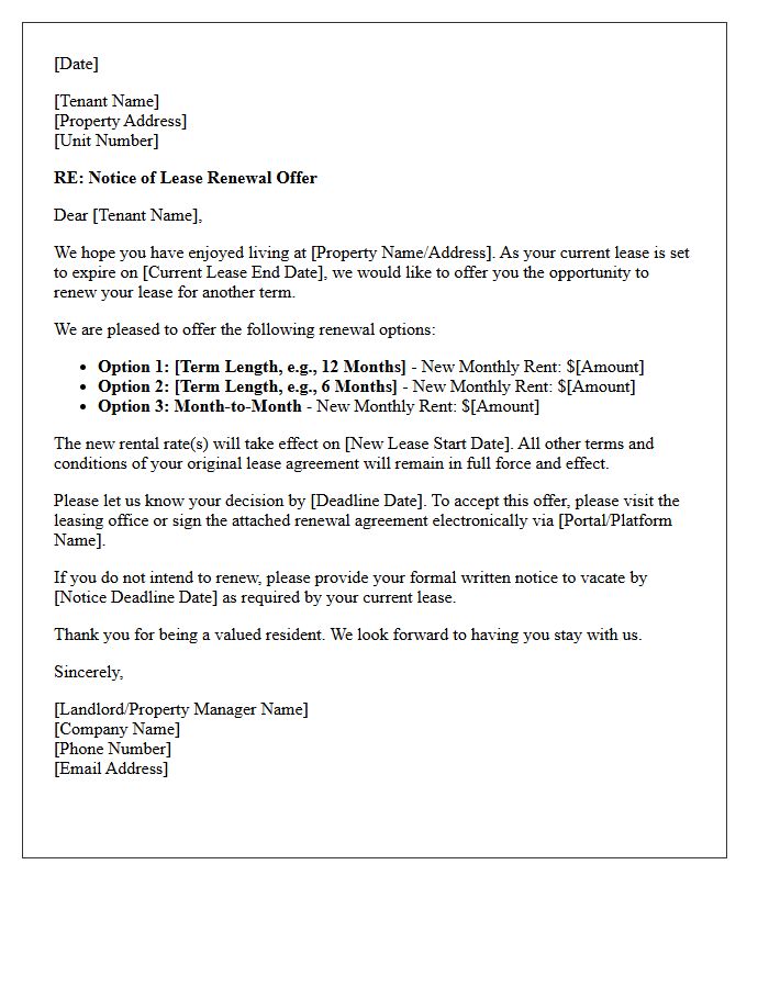 Upcoming Lease Renewal Offer Letter