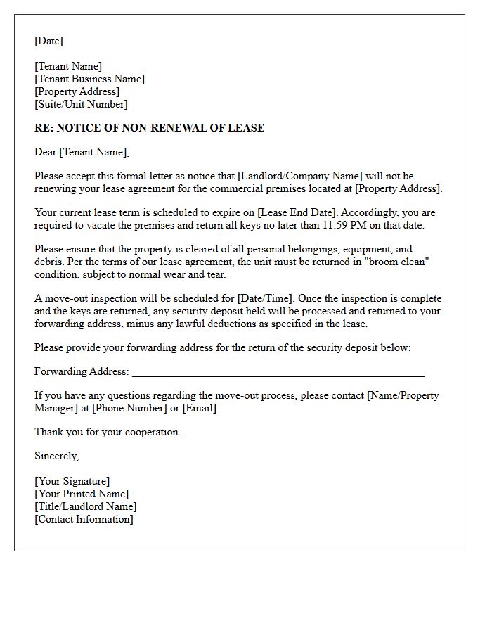 Commercial Property Non-Renewal Of Lease Letter