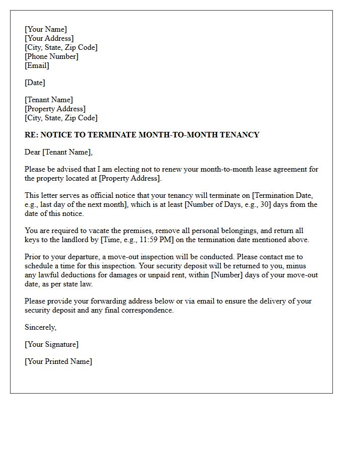 Month-To-Month Tenancy Non-Renewal Termination Letter