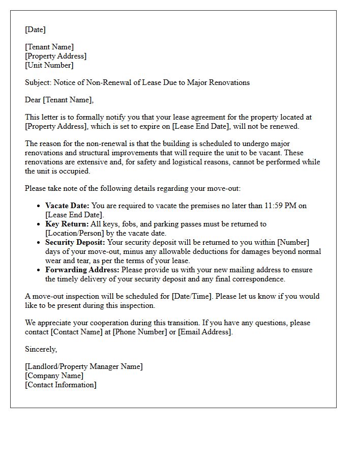 Major Renovation Non-Renewal Of Lease Letter