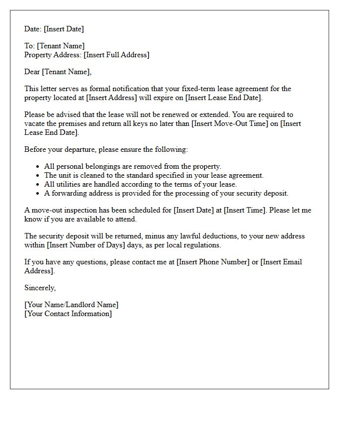 Fixed-Term Expiration Non-Renewal Of Lease Letter