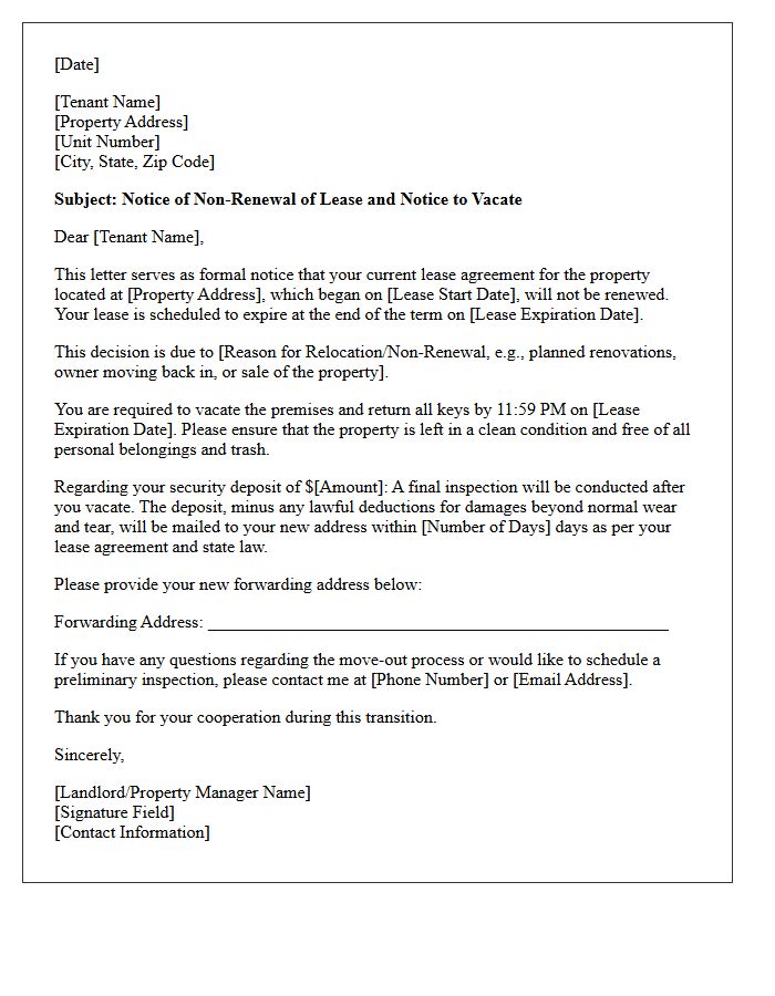 Tenant Relocation Non-Renewal Of Lease Letter