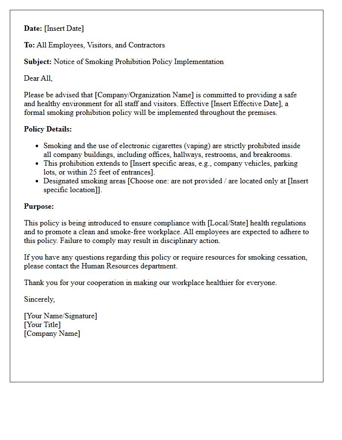 Smoking Prohibition Implementation Letter