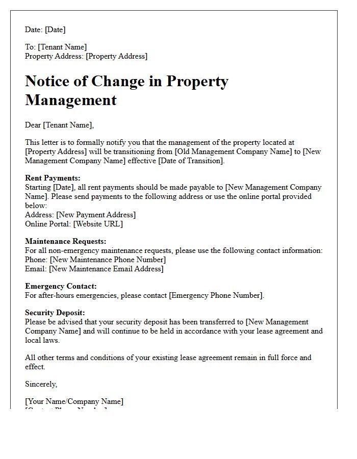 Property Management Transition Letter