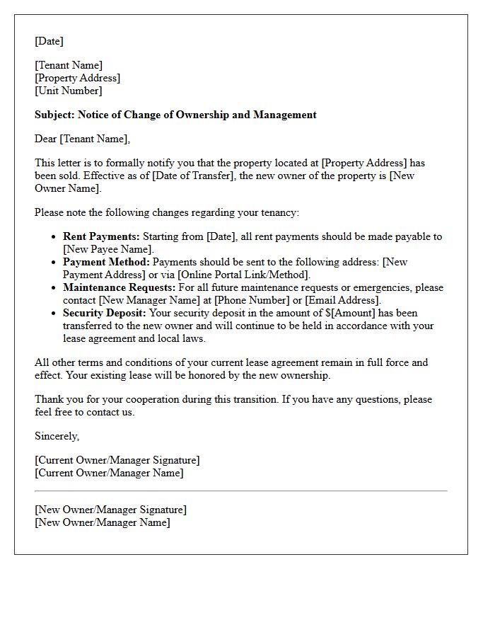 Real Estate Change of Ownership Letter