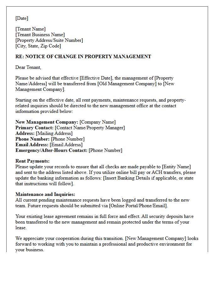 Commercial Property Management Change Letter