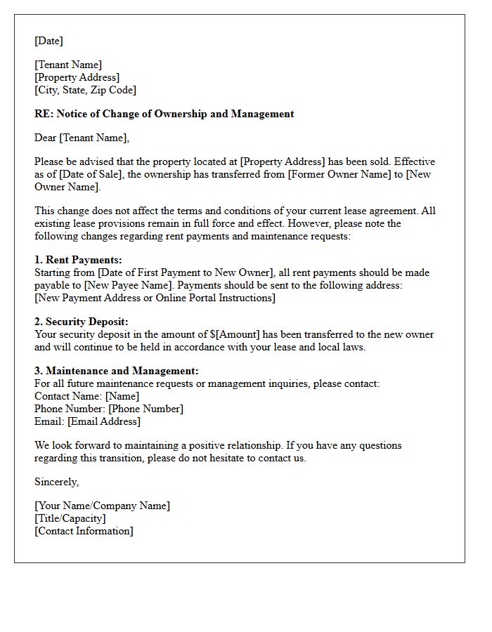 Residential Change of Ownership Notification Letter