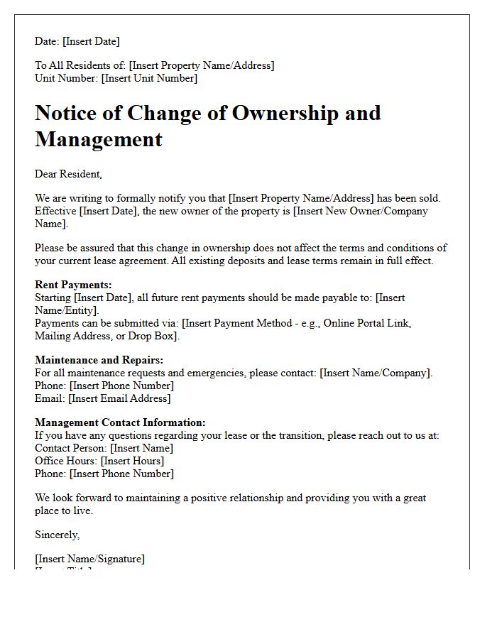 New Landlord and Ownership Introduction Letter