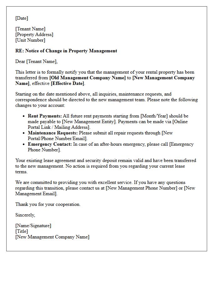 Real Estate Portfolio Management Change Letter
