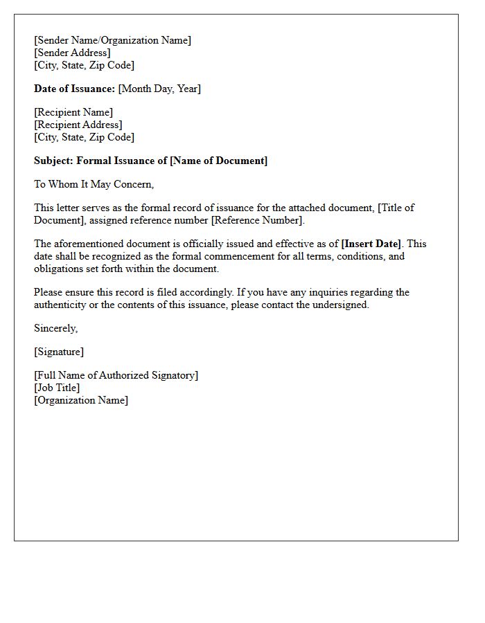 Formal Date of Document Issuance