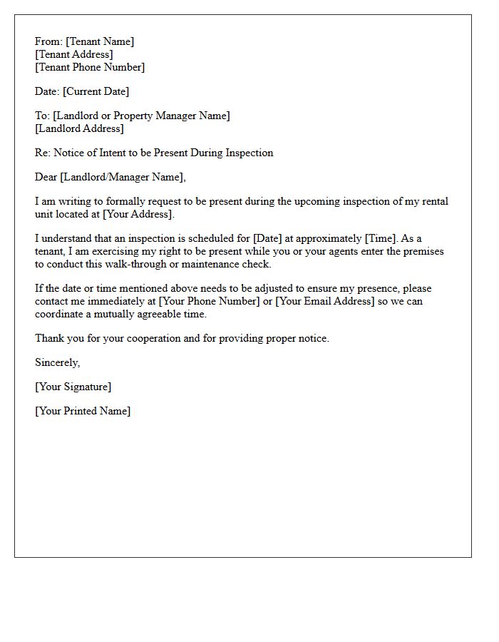 Tenant Right to be Present During Inspection