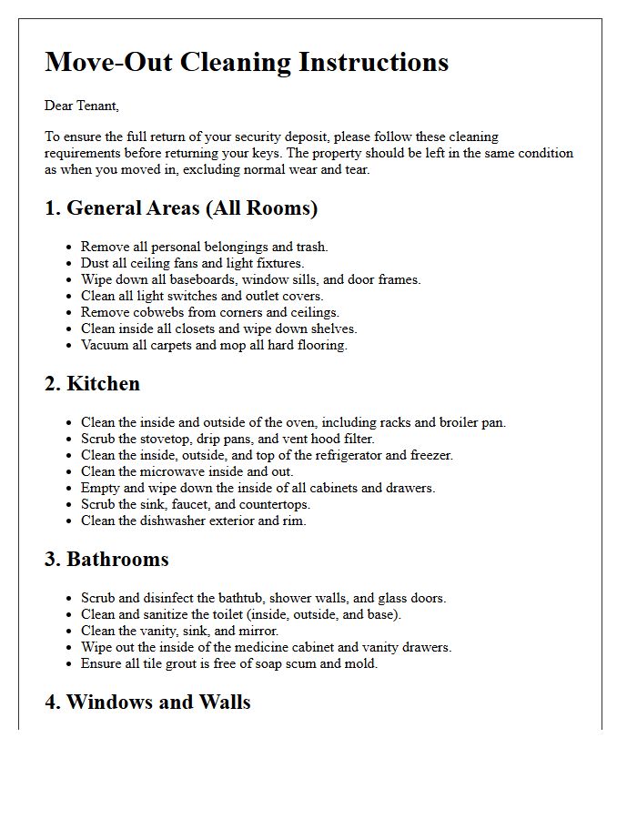 Comprehensive Move-Out Cleaning Instructions